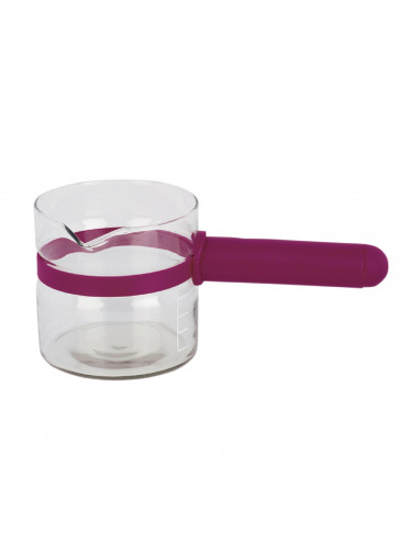 LifeStyle - Cazo vidrio templado con mango para microondas 360 ml color granate apto para lavavajillas