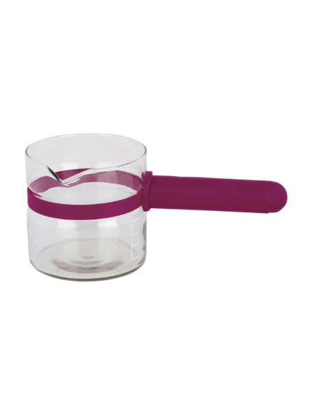 LifeStyle - Cazo vidrio templado con mango para microondas 360 ml color granate apto para lavavajillas