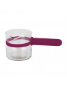 LifeStyle - Cazo vidrio templado con mango para microondas 360 ml color granate apto para lavavajillas