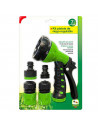 Tradineur - Pistola de riego regulable con accesorios, chorro ajustable, 7 posiciones, plástico, regar jardín, flores, huerto, l