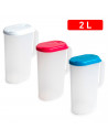 Tradineur - Jarra de plástico para servir agua, bebidas frías, translúcida, incluye, línea de medida, frigorífico, cocina, fabri
