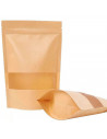 Tradineur - Pack de 20 bolsas de papel kraft para conservar alimentos, reutilizables, cierre hermético y ventana, aptas para uso