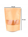 Tradineur - Pack de 20 bolsas de papel kraft para conservar alimentos, reutilizables, cierre hermético y ventana, aptas para uso