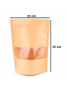 Tradineur - Pack de 8 bolsas de papel kraft para conservar alimentos, reutilizables, cierre hermético y ventana, aptas para uso