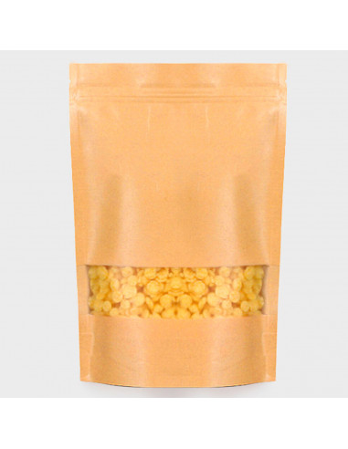 Tradineur - Pack de 8 bolsas de papel kraft para conservar alimentos, reutilizables, cierre hermético y ventana, aptas para uso