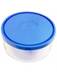 Fiambrera redonda de vidrio 11 x 4,5 cm, con tapa de plástico. Recipiente, bote, tarro de cristal para alimentos, apto para lava