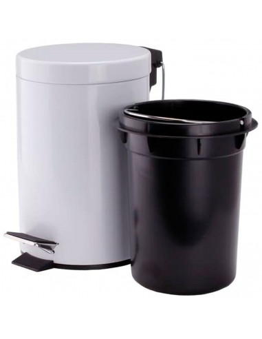 Tradineur - Papelera de acero con pedal y recipiente interior extraíble, cubo de basura, residuos, reciclaje, baño, oficina, coc