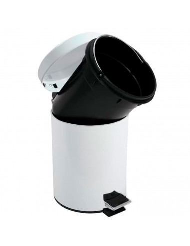 Tradineur - Papelera de acero con pedal y recipiente interior extraíble, cubo de basura, residuos, reciclaje, baño, oficina, coc