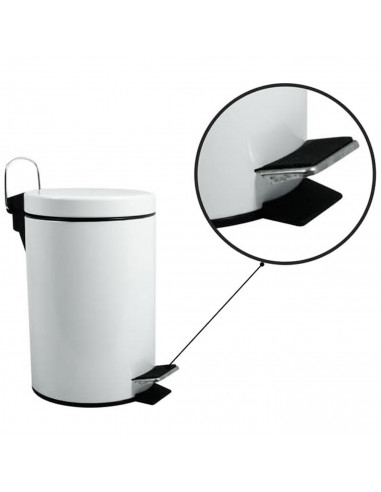 Tradineur - Papelera de acero con pedal y recipiente interior extraíble, cubo de basura, residuos, reciclaje, baño, oficina, coc