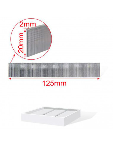 Tradineur - Pack 1000 Clavos para grapadoras neumáticas - Fabricado en hierro - Clavos de 2 x 20 mm