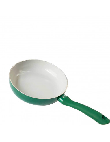 LifeStyle Sartén de aluminio y cerámica, diseño "gold green" de 28 cm de diámetro y 5,5 cm de alto, Recipiente válido para induc