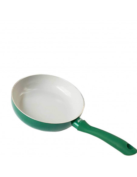 LifeStyle Sartén de aluminio y cerámica, diseño "gold green" de 28 cm de diámetro y 5,5 cm de alto, Recipiente válido para induc