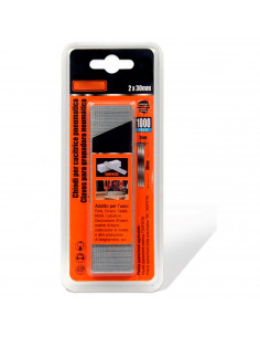 Tradineur - Pack 1000 Clavos para grapadoras neumáticas - Fabricado en hierro - Clavos de 2 x 30 mm