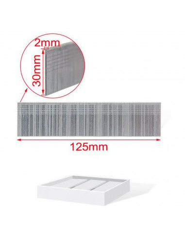 Tradineur - Pack 1000 Clavos para grapadoras neumáticas - Fabricado en hierro - Clavos de 2 x 30 mm