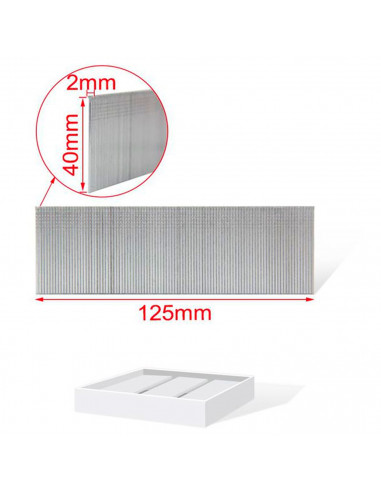 Tradineur - Pack 1000 Clavos para grapadoras neumáticas - Fabricado en hierro - Clavos de 2 x 40 mm