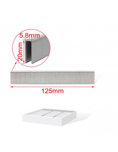 Tradineur - Pack 1000 Grapas para grapadoras neumáticas - Fabricado en hierro - Grapas de 5,8 x 20 mm