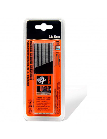 Tradineur - Pack 1000 Grapas para grapadoras neumáticas - Fabricado en hierro - Grapas de 5,8 x 25 mm