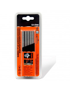 Tradineur - Pack 1000 Grapas para grapadoras neumáticas - Fabricado en hierro - Grapas de 5,8 x 32 mm