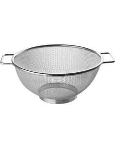 Tradineur - Colador escurridor redondo con asas y base estable 23 x 11 cm acero inoxidable apto para lavavajillas
