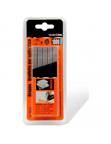 Tradineur - Pack 1000 Grapas para grapadoras industriales - Fabricado en hierro - Grapas de 1,2 x 8 x 11,3 mm