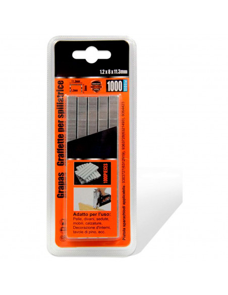 Tradineur - Pack 1000 Grapas para grapadoras industriales - Fabricado en hierro - Grapas de 1,2 x 8 x 11,3 mm