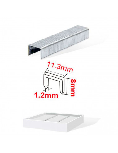 Tradineur - Pack 1000 Grapas para grapadoras industriales - Fabricado en hierro - Grapas de 1,2 x 8 x 11,3 mm