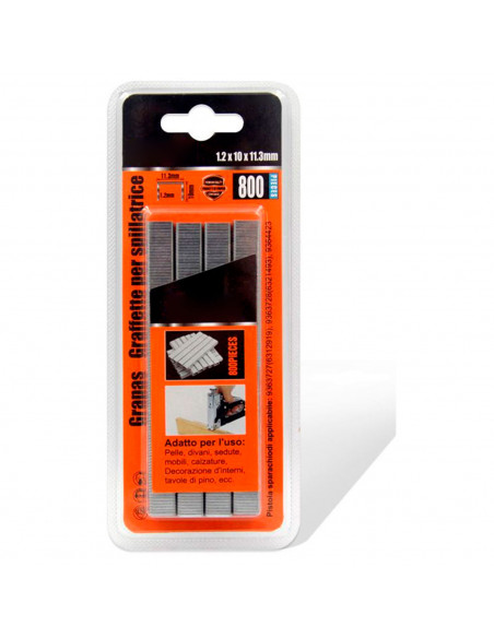 Tradineur - Pack 800 Grapas para grapadoras industriales - Fabricado en hierro - Grapas de 1,2 x 10 x 11,3 mm