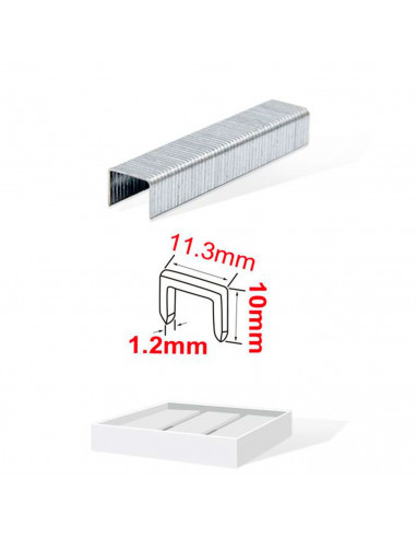 Tradineur - Pack 800 Grapas para grapadoras industriales - Fabricado en hierro - Grapas de 1,2 x 10 x 11,3 mm