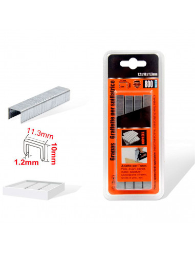 Tradineur - Pack 800 Grapas para grapadoras industriales - Fabricado en hierro - Grapas de 1,2 x 10 x 11,3 mm