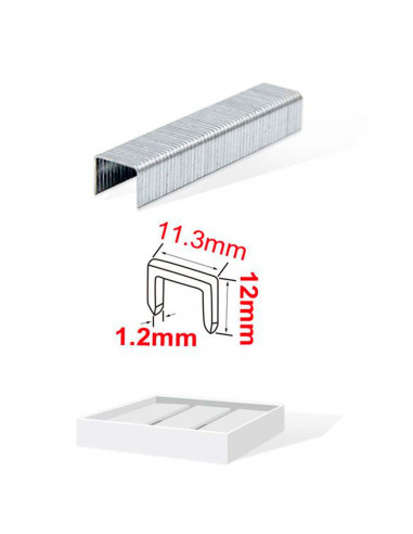 Tradineur - Pack 800 Grapas para grapadoras industriales - Fabricado en hierro - Grapas de 1,2 x 12 x 11,3 mm
