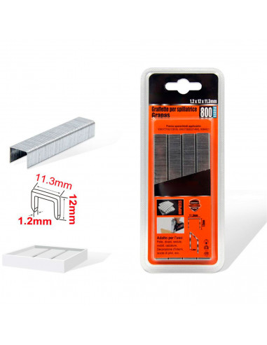 Tradineur - Pack 800 Grapas para grapadoras industriales - Fabricado en hierro - Grapas de 1,2 x 12 x 11,3 mm