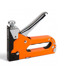 Tradineur - Grapadora industrial 4 - 14 mm - Mango ergonómico - Estructura de hierro - Apto para grapas y clavos - Anilla de seg