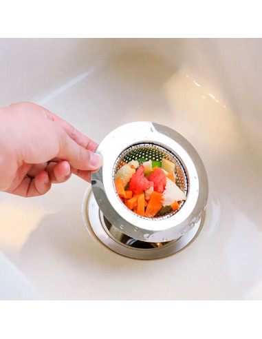 Tradineur - Filtro para fregadero de acero inoxidable, colador, rejilla universal, malla, desagüe, ducha, bañera, multiusos, apt