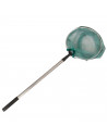 Tradineur - Salabre de alumino extensible, red de pesca con palo telescópico y aro metálico, playa, estanque, niños y adultos, 1