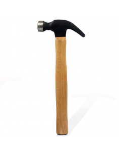 Tradineur - Martillo de uña con mango de madera y cabeza de acero, multiusos, sacar puntas y clavos, bricolaje, carpintería, con