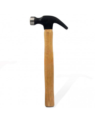 Tradineur - Martillo de uña con mango de madera y cabeza de acero, multiusos, sacar puntas y clavos, bricolaje, carpintería, con