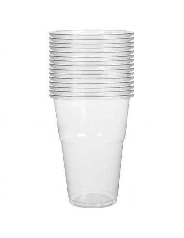 Tradineur - Pack de 15 vasos reutilizables de plástico, 100% reciclables, extra resistentes, higiénicos, apilables, 10,3 x 8,3 c