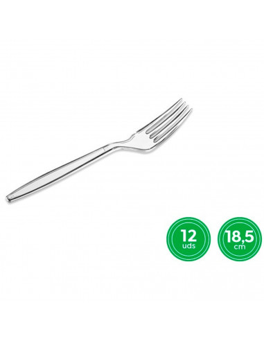 Tradineur - Pack de 12 tenedores reutilizables de plástico, 100% reciclables, extra resistentes, higiénicos, aptos para lavavaji