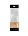 Tradineur - Pack de 12 tenedores reutilizables de plástico, 100% reciclables, extra resistentes, higiénicos, aptos para lavavaji