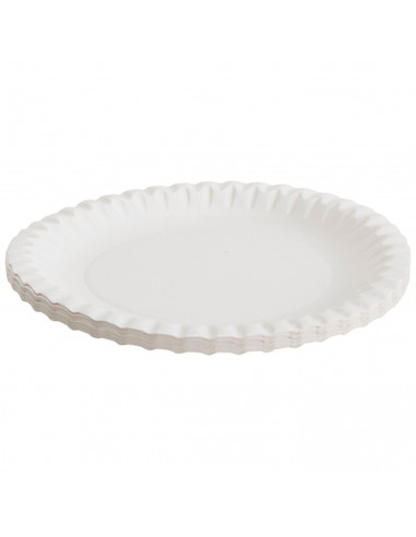 Tradineur - Pack de 50 platos llanos de cartón, biodegradables, 100% reciclables, fibras naturales, servir postres (Blanco - 18