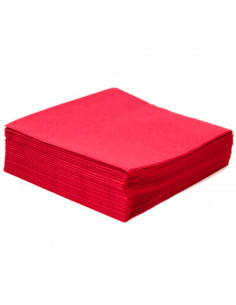 Tradineur - Pack de 50 servilletas rojas de papel, 2 capas, biodegradables, reciclables, muy suaves, resistentes, fiestas, decor