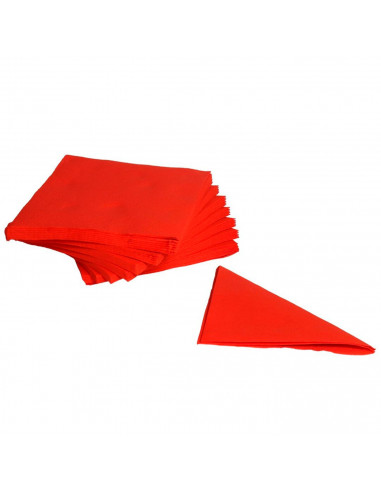 Tradineur - Pack de 50 servilletas rojas de papel, 2 capas, biodegradables, reciclables, muy suaves, resistentes, fiestas, decor