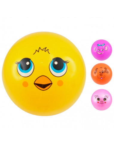 Tradineur - Pelota con cara de animales - Fabricado en PVC- Apto para recreaciones al aire libre - Ø 22 cm - Modelo Surtido