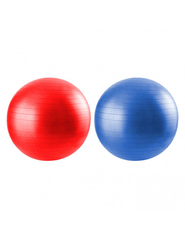 Tradineur - Pelota de pilates a rayas - Fabricada en PVC - Ideal para Fitness y ejercicio - Ø 55 cm - Color Aleatorio
