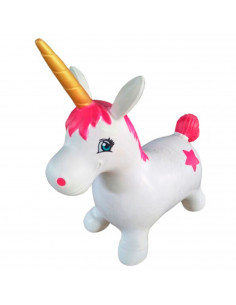 Tradineur - Trotador infantil hinchable con forma de unicornio, plástico, juguete inflable, niños a partir de 24 meses, 55 x 26