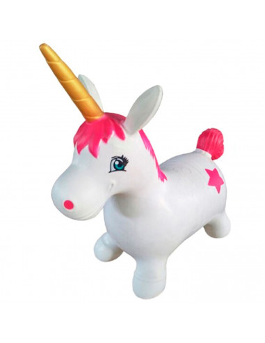 Tradineur - Trotador infantil hinchable con forma de unicornio, plástico, juguete inflable, niños a partir de 24 meses, 55 x 26
