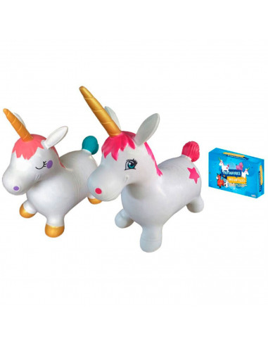 Tradineur - Trotador infantil hinchable con forma de unicornio, plástico, juguete inflable, niños a partir de 24 meses, 55 x 26