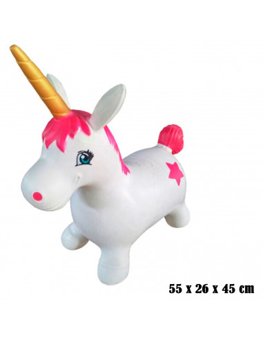 Tradineur - Trotador infantil hinchable con forma de unicornio, plástico, juguete inflable, niños a partir de 24 meses, 55 x 26