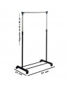 Tradineur - Perchero extensible con ruedas, acero inoxidable y plástico, incluye barra y estante para calzado, altura regulable,