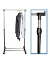 Tradineur - Perchero extensible con ruedas, acero inoxidable y plástico, incluye barra y estante para calzado, altura regulable,